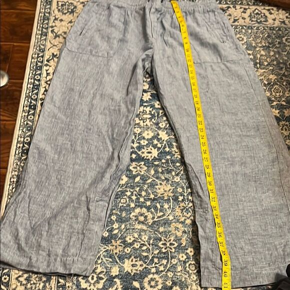 Athleta Retreat Linen Wide Leg Pants Blue Linen Pockets Boho Minimalist Coastal - Picture 12 of 16